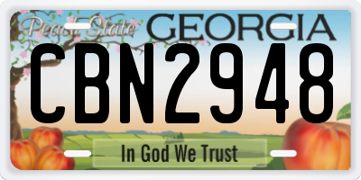 GA license plate CBN2948