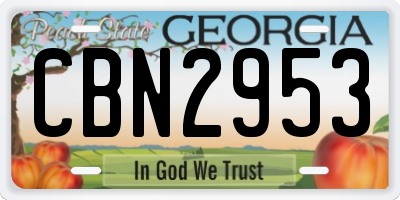 GA license plate CBN2953