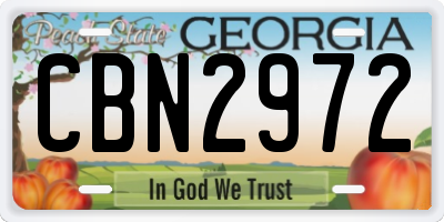 GA license plate CBN2972