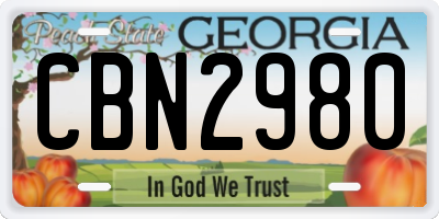 GA license plate CBN2980