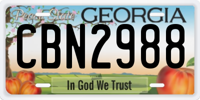 GA license plate CBN2988