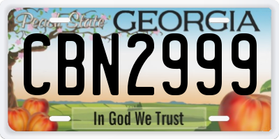 GA license plate CBN2999