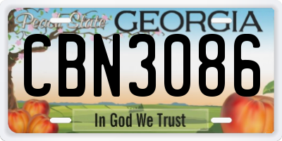 GA license plate CBN3086