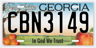 GA license plate CBN3149