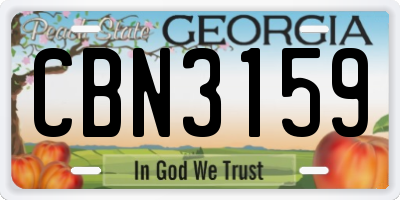 GA license plate CBN3159