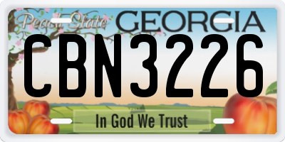 GA license plate CBN3226