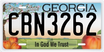 GA license plate CBN3262