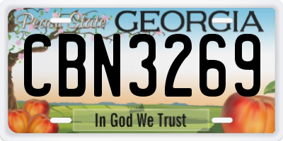 GA license plate CBN3269