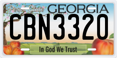 GA license plate CBN3320