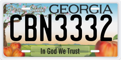 GA license plate CBN3332