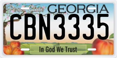 GA license plate CBN3335