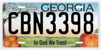 GA license plate CBN3398