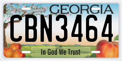 GA license plate CBN3464