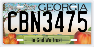 GA license plate CBN3475