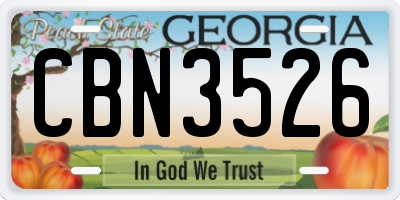 GA license plate CBN3526