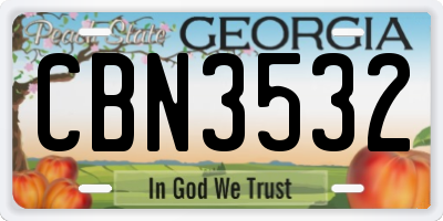 GA license plate CBN3532