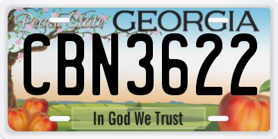 GA license plate CBN3622