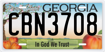 GA license plate CBN3708