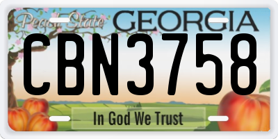 GA license plate CBN3758