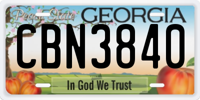 GA license plate CBN3840