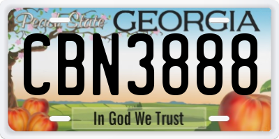 GA license plate CBN3888