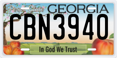 GA license plate CBN3940