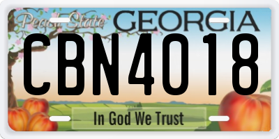 GA license plate CBN4018