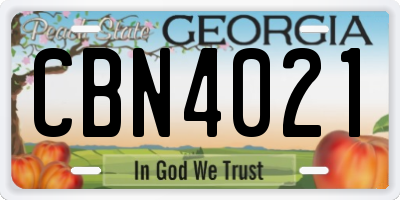 GA license plate CBN4021