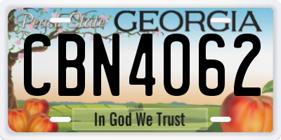 GA license plate CBN4062