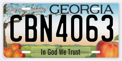 GA license plate CBN4063