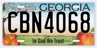 GA license plate CBN4068
