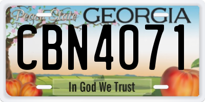 GA license plate CBN4071