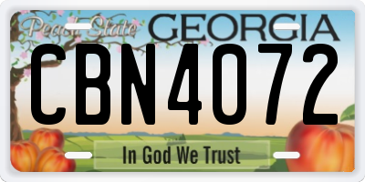 GA license plate CBN4072