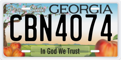 GA license plate CBN4074