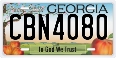 GA license plate CBN4080