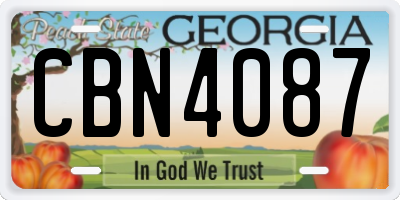 GA license plate CBN4087
