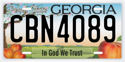 GA license plate CBN4089