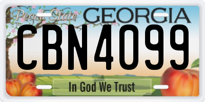 GA license plate CBN4099