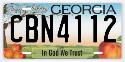 GA license plate CBN4112