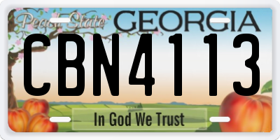 GA license plate CBN4113