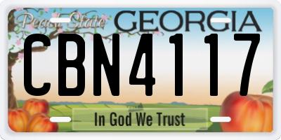 GA license plate CBN4117