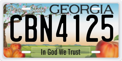 GA license plate CBN4125