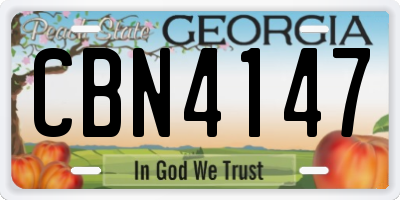 GA license plate CBN4147