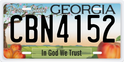 GA license plate CBN4152