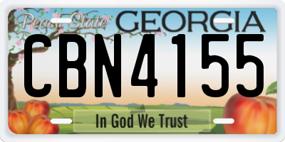 GA license plate CBN4155