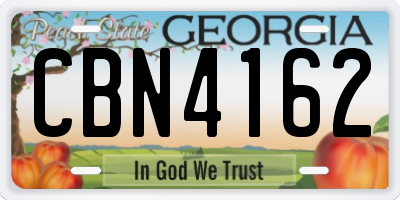 GA license plate CBN4162
