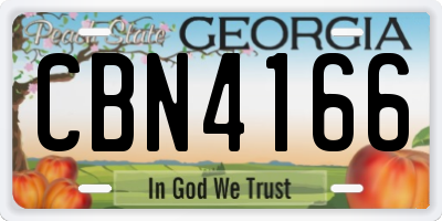 GA license plate CBN4166