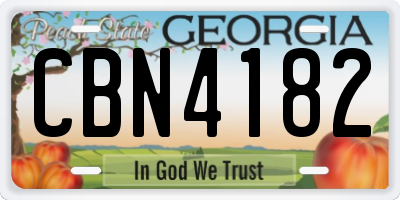 GA license plate CBN4182