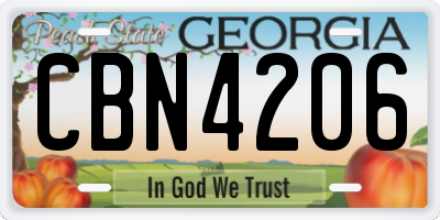GA license plate CBN4206