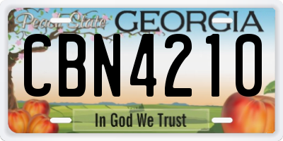 GA license plate CBN4210